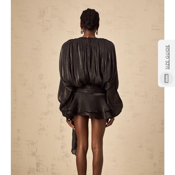 Miss Rosier: EUGÉNIE FULLY-PLEATED RUFFLED MINI DRESS IN BLACK - Picture 3 of 3